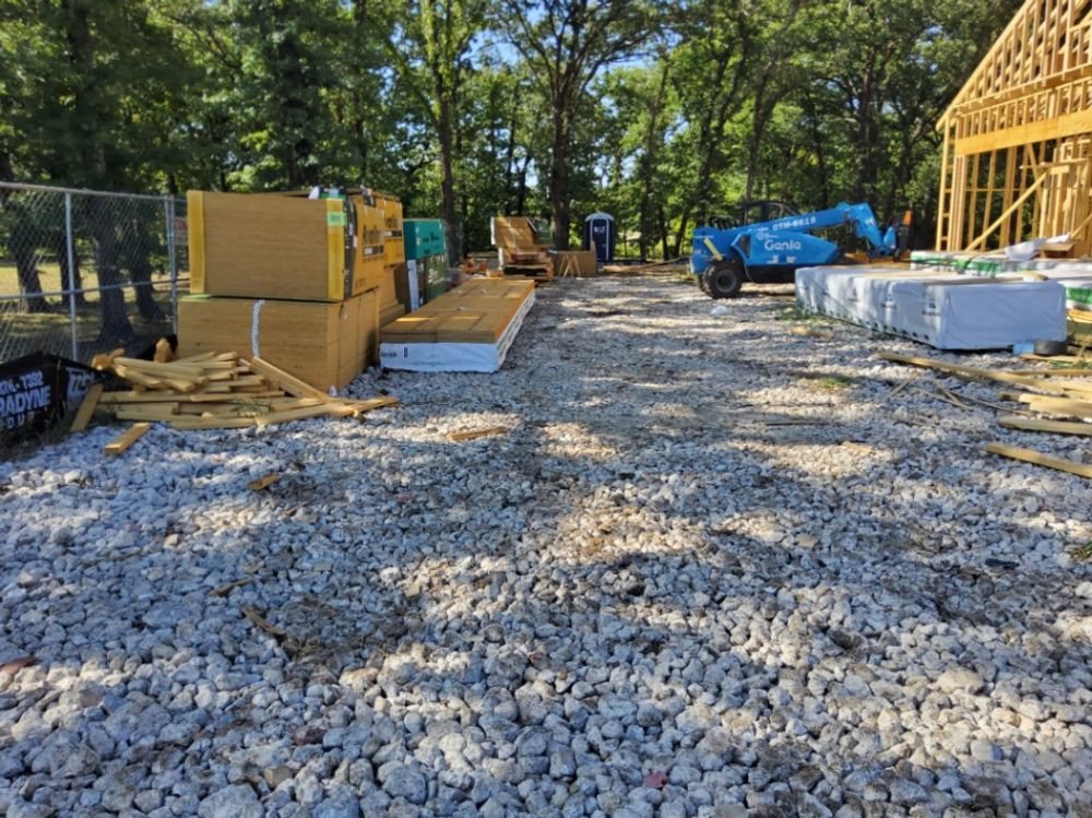 Stabilized rock construction entrance at an Arlington homebuilding site